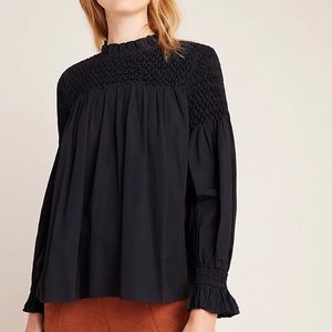 Modern smocked peasant blouse